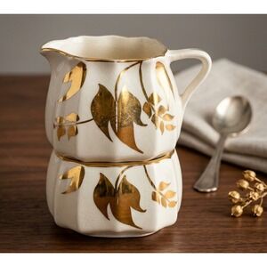 Vintage Stacking Cream Sugar Bowl Tea Set from Staffordshire England